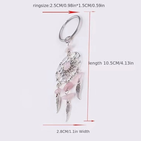 Dream Catcher Native American Keychain Silver Amethyst Purple - Picture 3 of 11